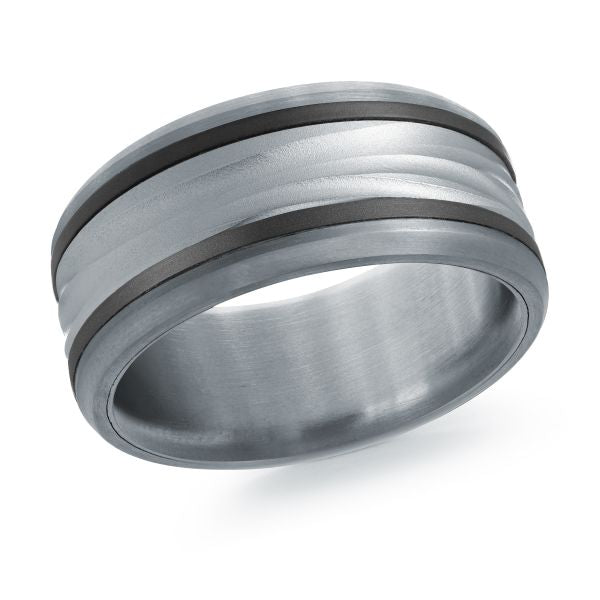 14K White Gold, Tantalum and Carbon-Fiber Mens Band