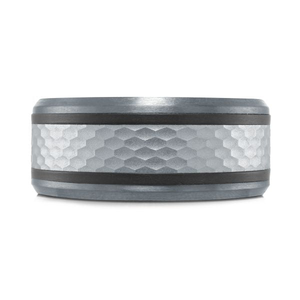 14K White Gold, Tantalum and Carbon-Fiber Mens Band