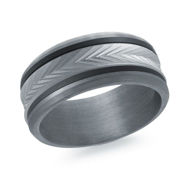 14K White Gold, Tantalum and Carbon-Fiber Mens Band