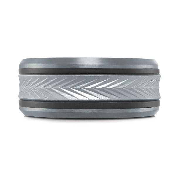 14K White Gold, Tantalum and Carbon-Fiber Mens Band