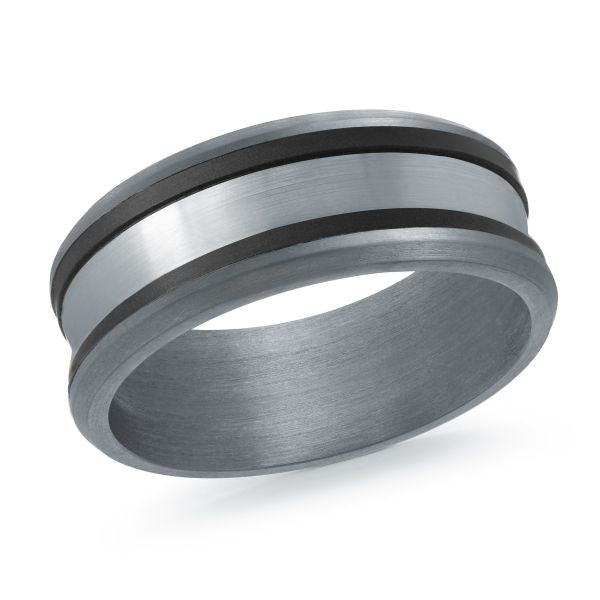 14K White Gold, Tantalum and Carbon-Fiber Mens Band