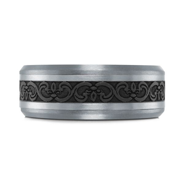 14K White Gold, Tantalum and Carbon-Fiber Mens Band