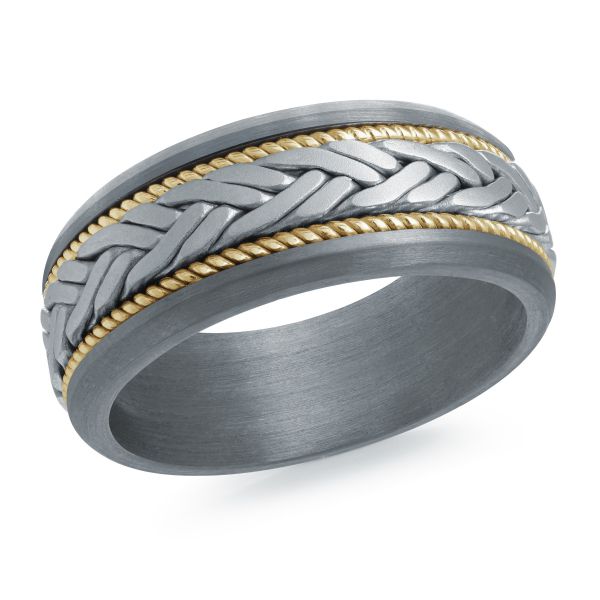 14K Two-Tone Gold and Tantalum Mens Band