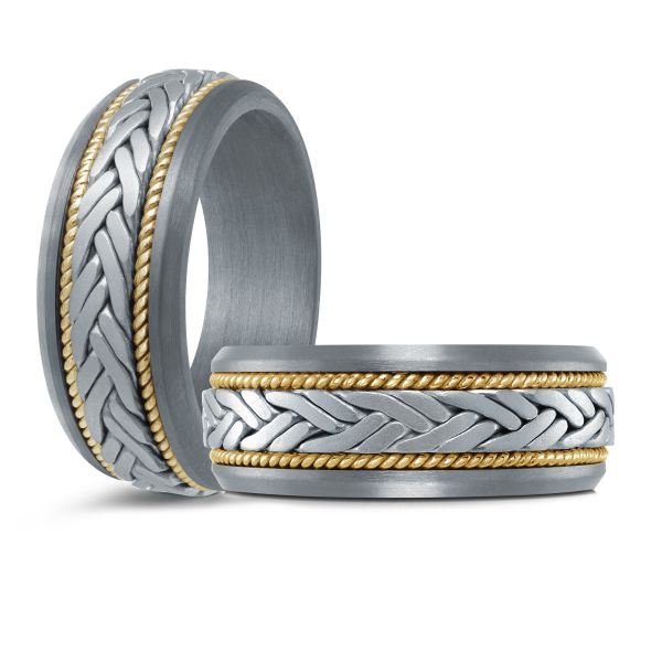 14K Two-Tone Gold and Tantalum Mens Band