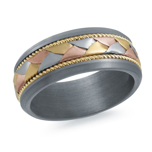 14K Tri-Tone Gold and Tantalum Mens Band