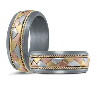14K Tri-Tone Gold and Tantalum Mens Band