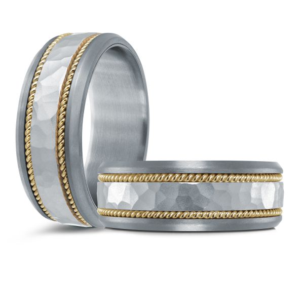 14K Two-Tone Gold and Tantalum Mens Band