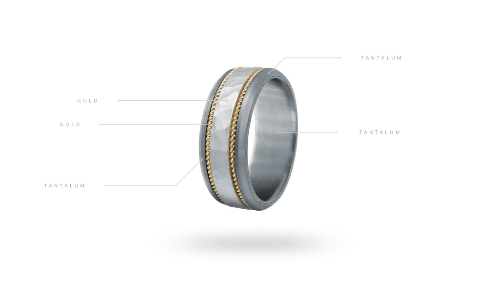 14K Two-Tone Gold and Tantalum Mens Band