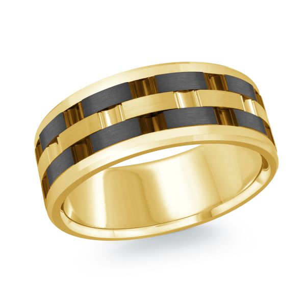 14K Yellow Gold and Titanium Mens Band