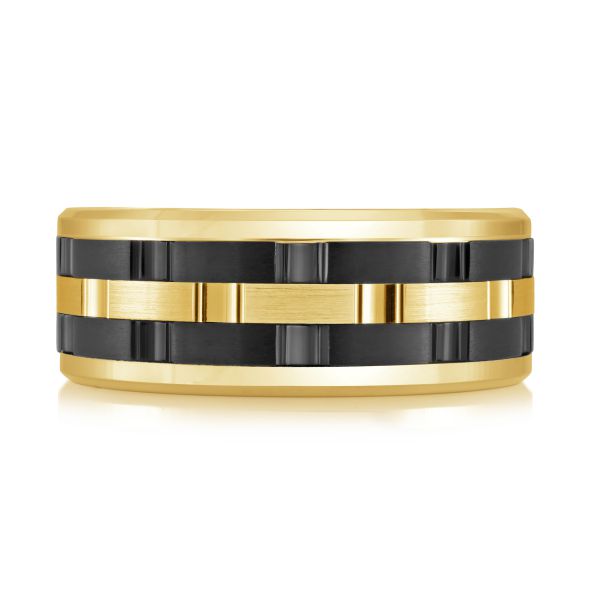 14K Yellow Gold and Titanium Mens Band