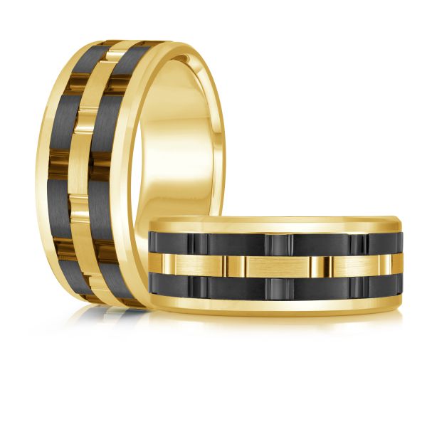 14K Yellow Gold and Titanium Mens Band