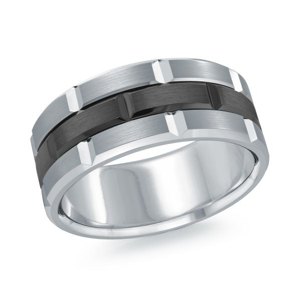 14K White Gold and Titanium Mens Band