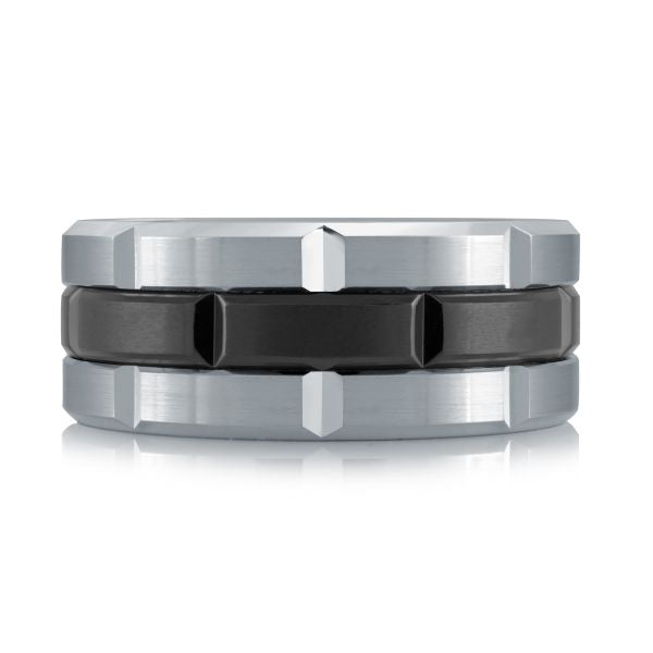 14K White Gold and Titanium Mens Band