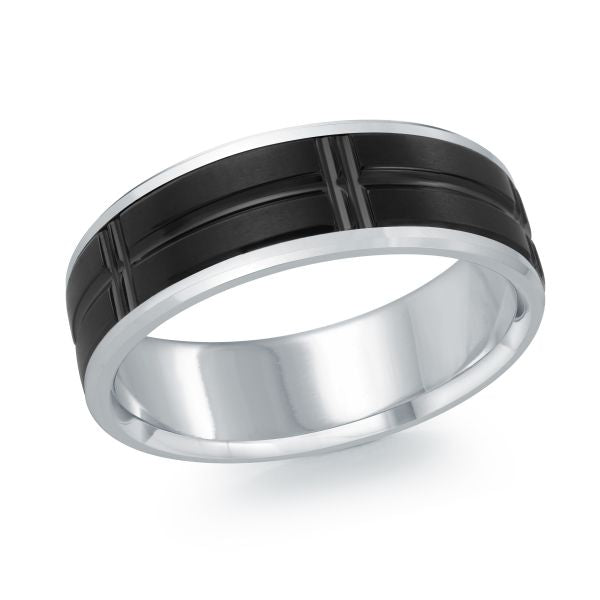 14K White Gold and Titanium Mens Band