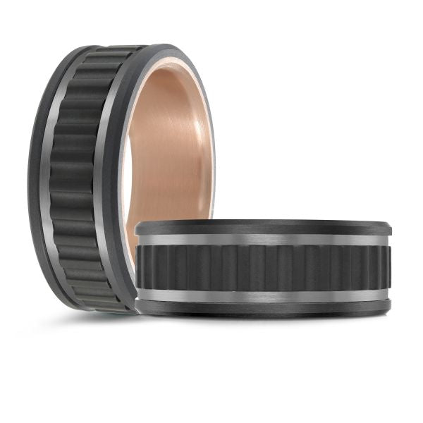 14K Rose Gold, Titanium, Tantalum and Carbon-Fiber Mens Band