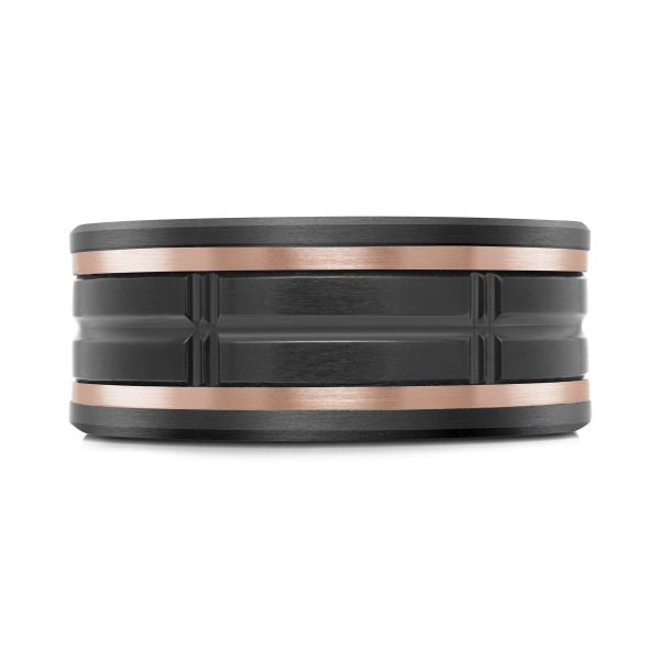 14K Rose Gold, Titanium, Tantalum and Carbon-Fiber Mens Band