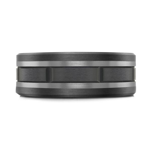 14K White Gold, Titanium, Tantalum and Carbon-Fiber Mens Band