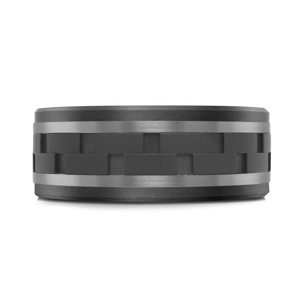 14K White Gold, Tantalum, Titanium and Carbon-Fiber Mens Band