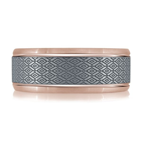 14K Rose Gold and Tantalum Mens Band