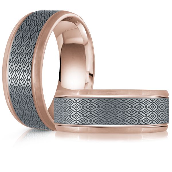 14K Rose Gold and Tantalum Mens Band