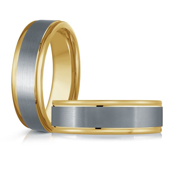 14K Yellow Gold and Tantalum Mens Band