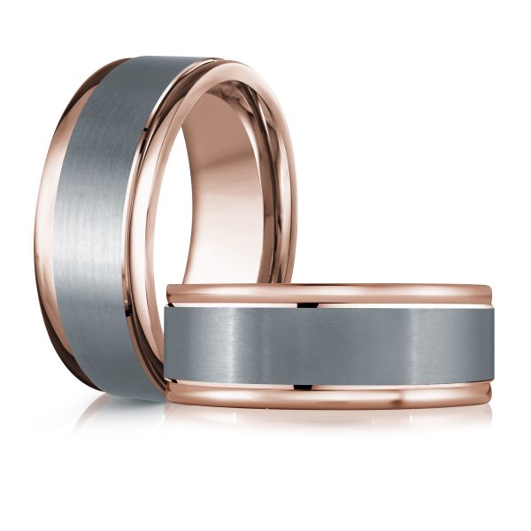 14K Rose Gold and Tantalum Mens Band