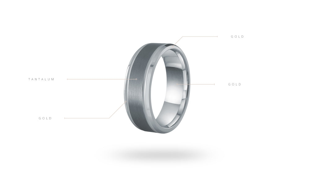 14K White Gold and Tantalum Mens Band