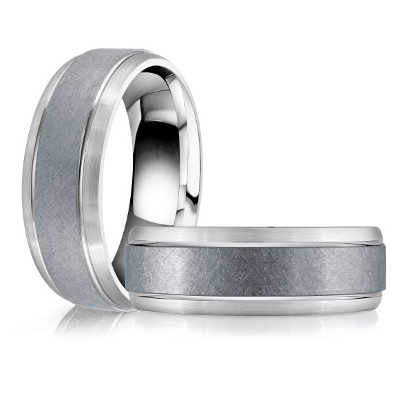 14K White Gold and Tantalum Mens Band