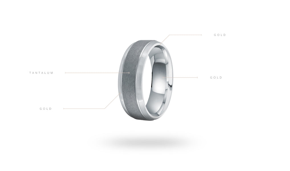 14K White Gold and Tantalum Mens Band