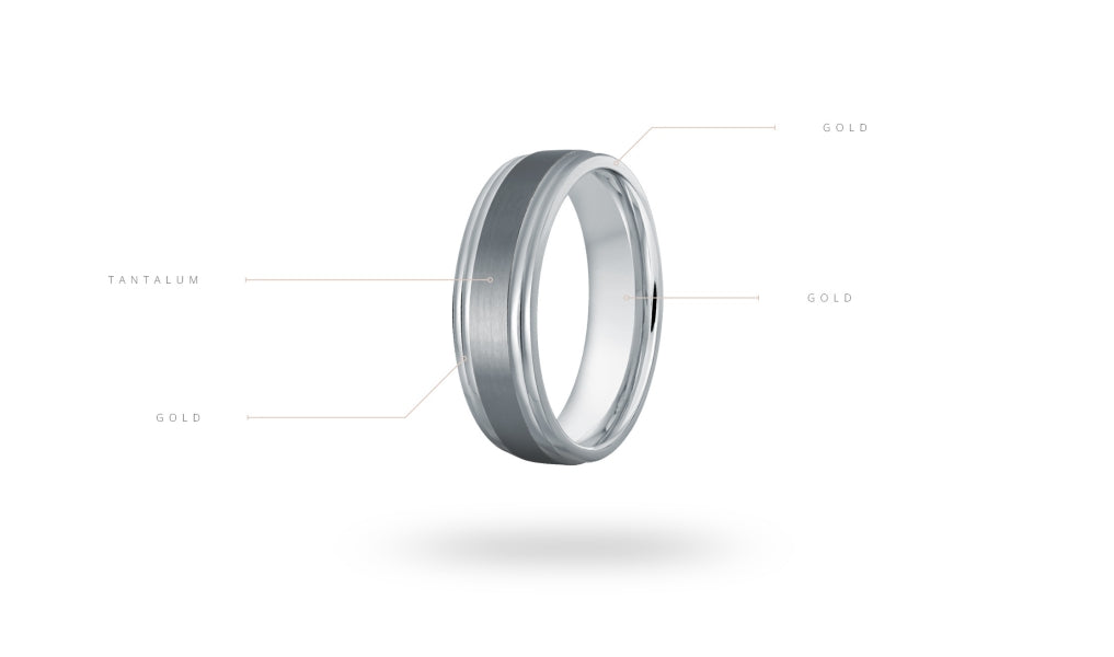 14K White Gold and Tantalum Mens Band