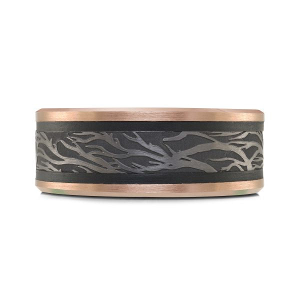 14K Rose Gold, Tantalum and Carbon-Fiber Mens Band