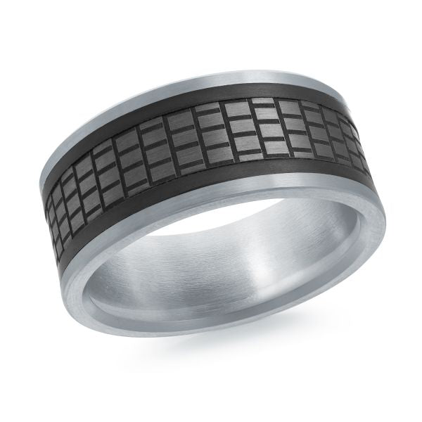 14K White Gold, Tantalum and Carbon-Fiber Mens Band