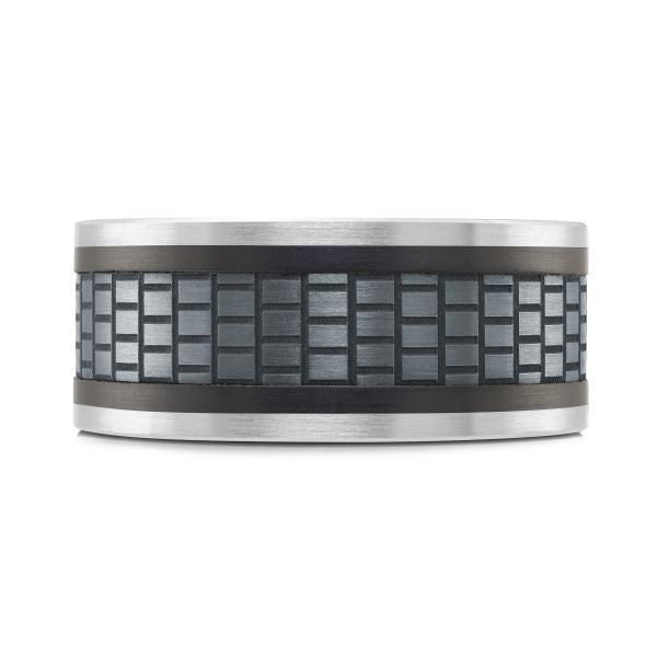 14K White Gold, Tantalum and Carbon-Fiber Mens Band