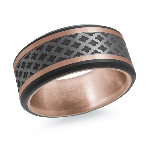 14K Rose Gold, Tantalum, and Carbon-Fiber Mens Band