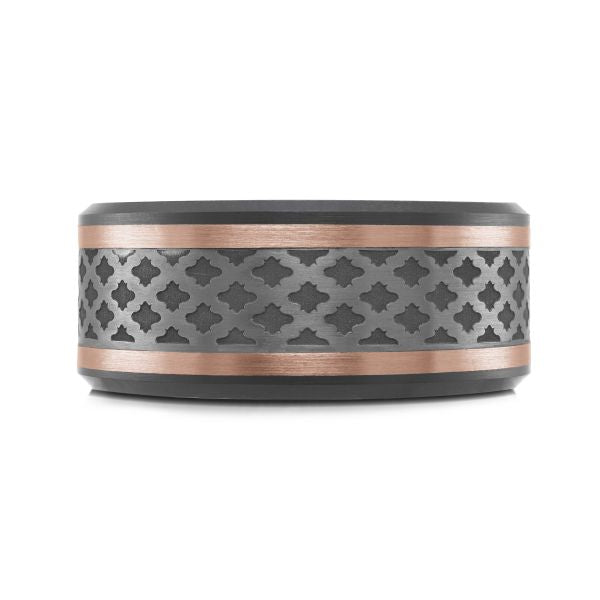 14K Rose Gold, Tantalum, and Carbon-Fiber Mens Band