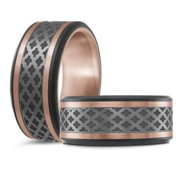 14K Rose Gold, Tantalum, and Carbon-Fiber Mens Band