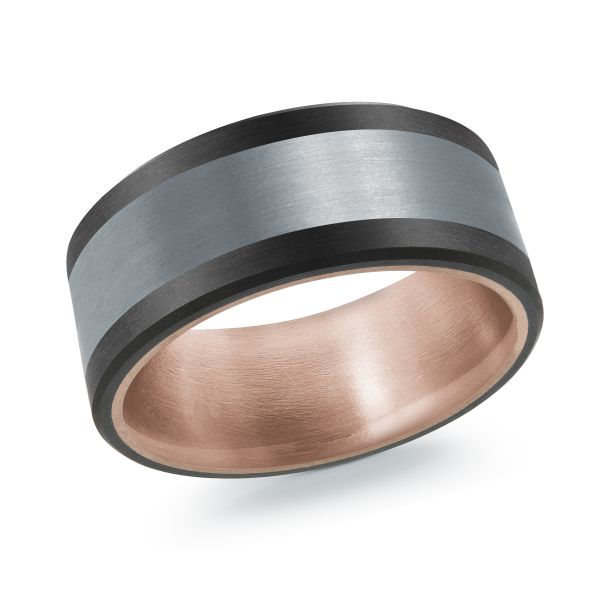 14K Rose Gold, Tantalum, and Carbon-Fiber Mens Band