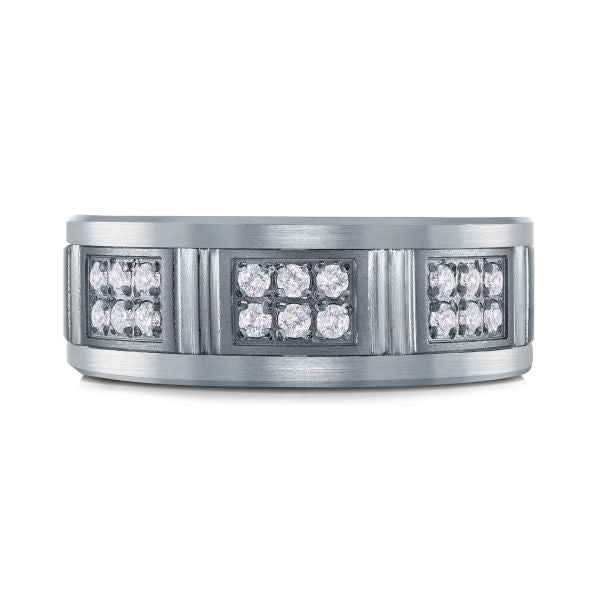 14K White Gold, Tantalum and 0.27cttw Diamond Mens Band