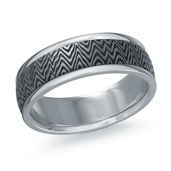 14K White Gold and Tantalum Mens Band