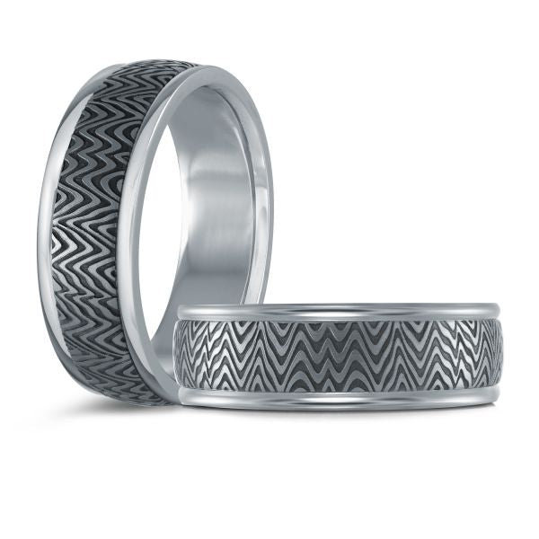 14K White Gold and Tantalum Mens Band