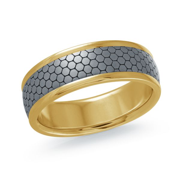 14K Yellow Gold and Tantalum Mens Band