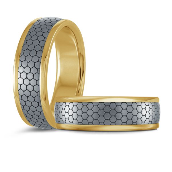 14K Yellow Gold and Tantalum Mens Band