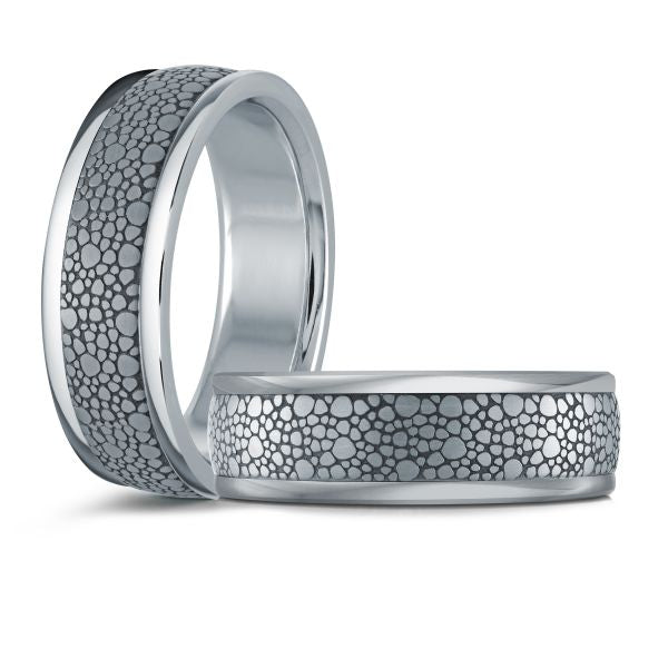 14K White Gold and Tantalum Mens Band