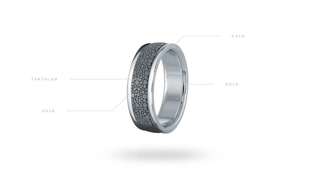 14K White Gold and Tantalum Mens Band