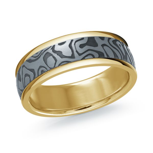 14K Yellow Gold and Tantalum Mens Band