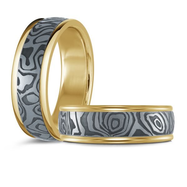 14K Yellow Gold and Tantalum Mens Band