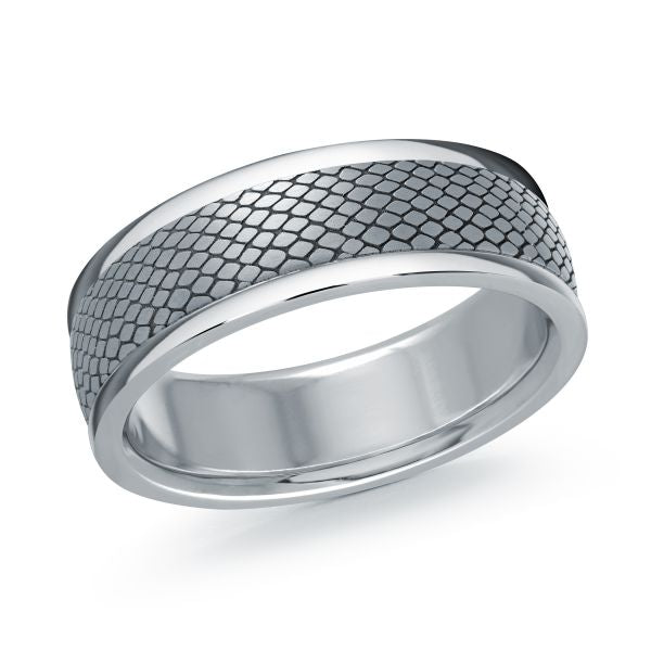 14K White Gold and Tantalum Mens Band