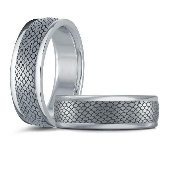 14K White Gold and Tantalum Mens Band