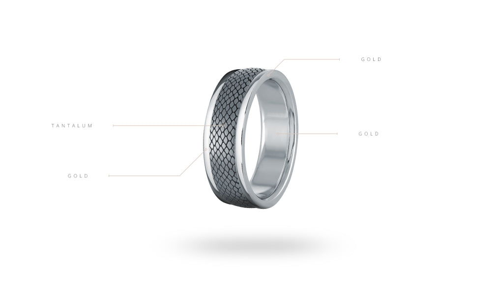 14K White Gold and Tantalum Mens Band