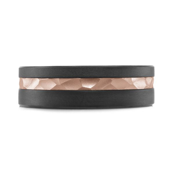 14K Rose Gold, Tantalum and Carbon-Fiber Mens Band